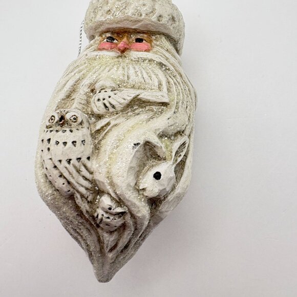 Pam Schifferl Santa Claus Head Christmas Ornament Owl Bird Rabbit Face Folk Art - Picture 6 of 8